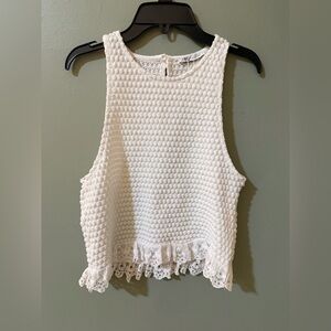 Zara tank top featuring a textured knit design and a ruffled bottom hem large
